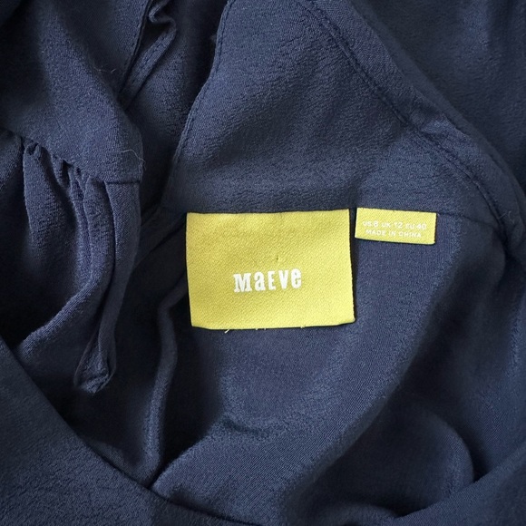 Anthropologie Maeve Navy Blue Cold Shoulder Ruffle Top - Picture 5 of 5